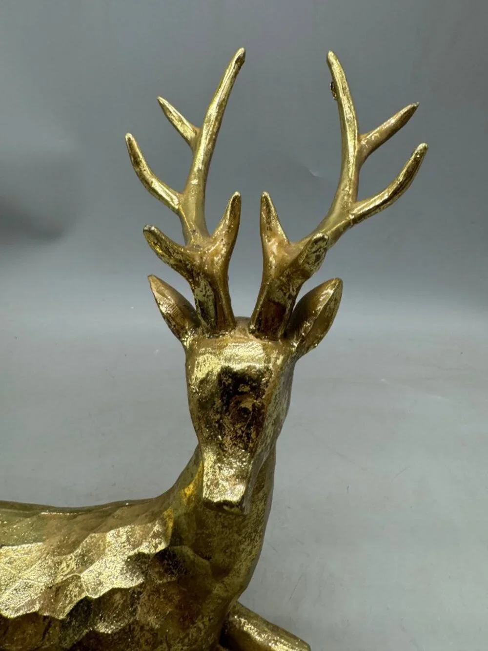 Holiday Gold Foil Textured Reindeer Stag Deer Figurine Sculpture 12